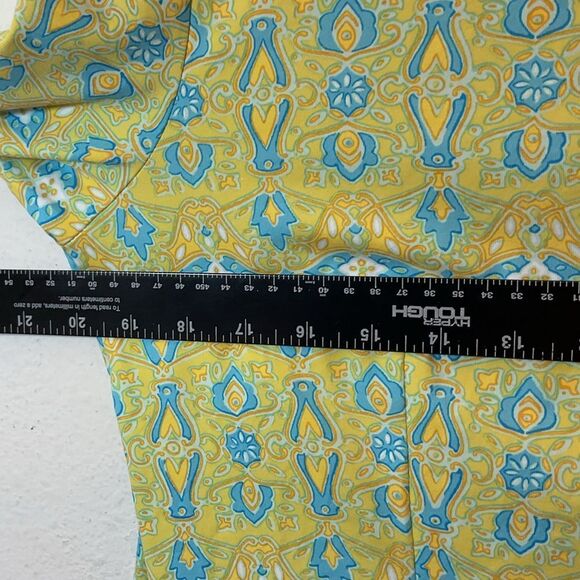 J MCLAUGHLIN LADIES LARGE yellow GREEN BLUE TUNIC SANTANA KNIT CASUAL EVERYDAY - Picture 9 of 11